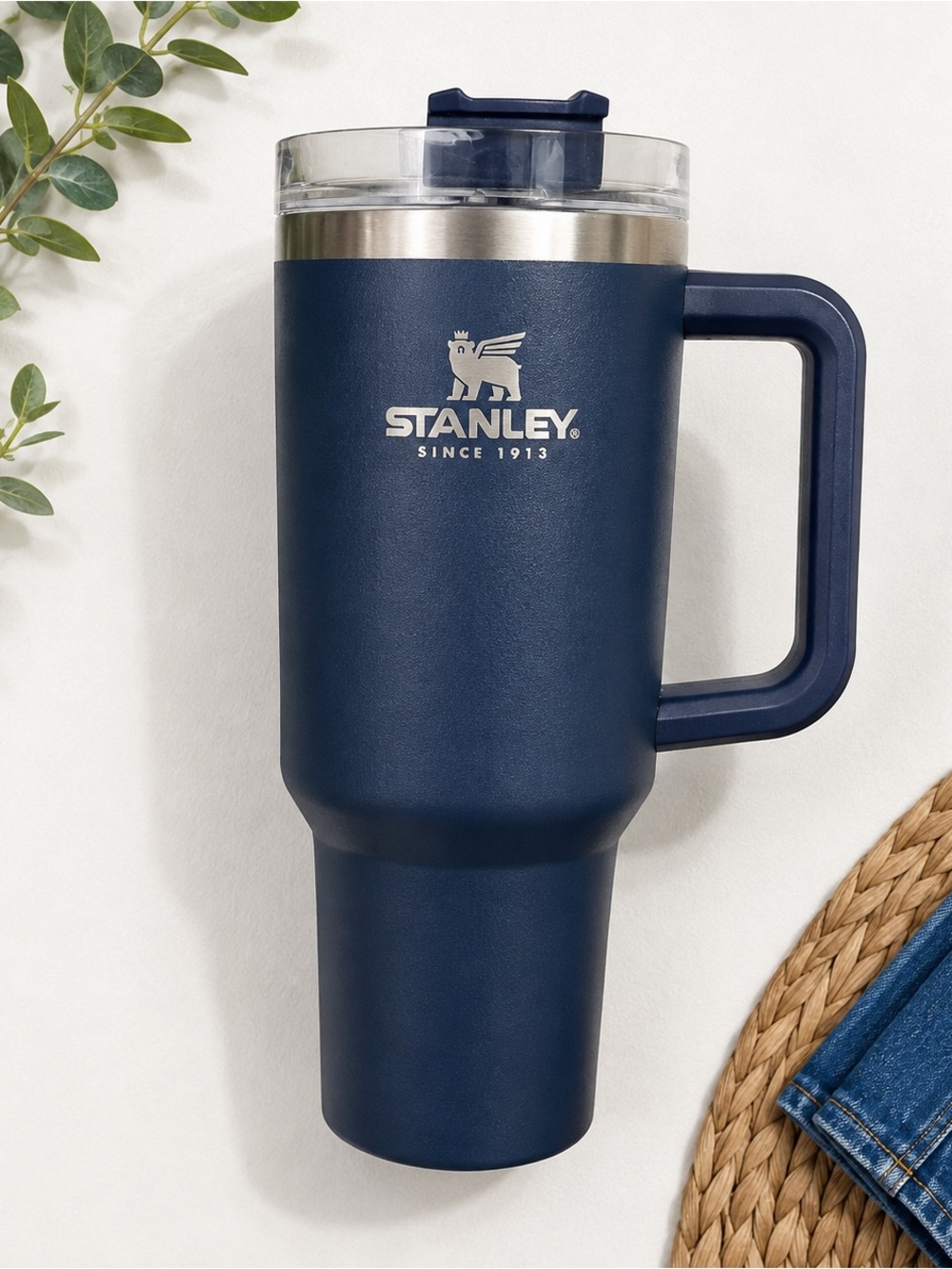 Stanley 40 oz Navy Quencher Tumbler with Handle & Straw